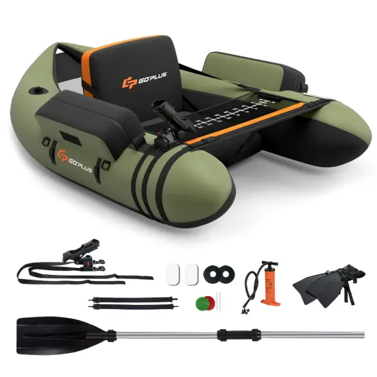 Inflatable Fishing Float with Adjustable Straps & Storage Pockets Green {1}