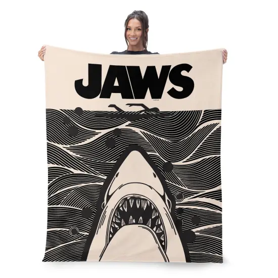 Universal Jaws Silk Touch Throw Blanket Duotone Poster {2}