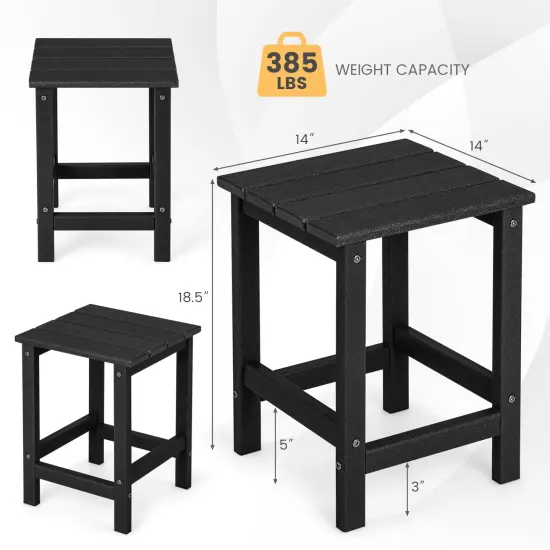 Small Square Patio Side Table in Black All-Weather HDPE Table for Garden or Backyard Use {5}