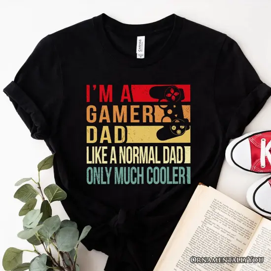 Gamer Dad Controller T-Shirt, Black Funny Tee for Cool Fathers {1}