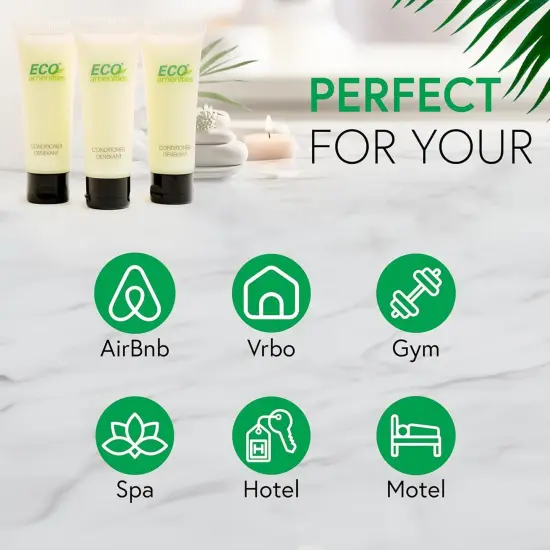 ECO AMENITIES Travel Size Conditioner - 25 PACK, 30mL, 1 oz Hotel Conditioner Bulk Supplies for Guests - Green Tea Scent Eco Conditioner, Mini Conditioner with Flip Cap {6}