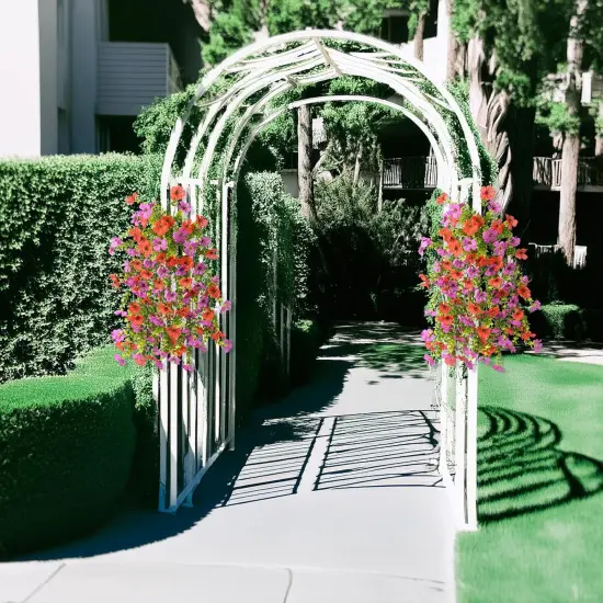 Artificial Hanging Flowers for Outdoors Spring Summer Decoration, 2PCS Silk Fake Daisy Realistic Outdoor Flowers UV Resistant Porch Patio Window Yard Decor(Purple Red) {4}