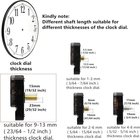 12888 23mm Shaft Clock Movement with 2 Spade Hands to Fit Dials up to 40 cm（15.7 Inches） in Diameter. {4}