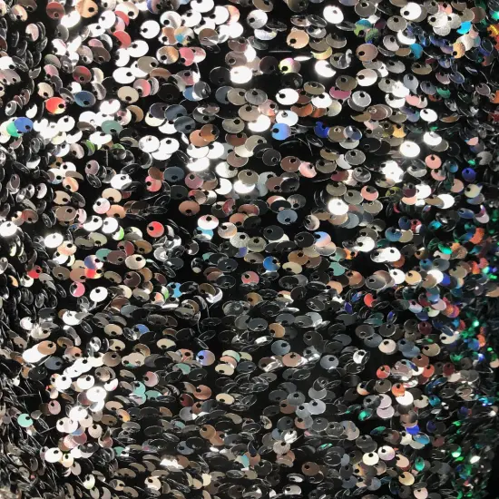 1 Yard Sequins Embroidered Stretch Velvet Rodeo Fabric Silver {1}