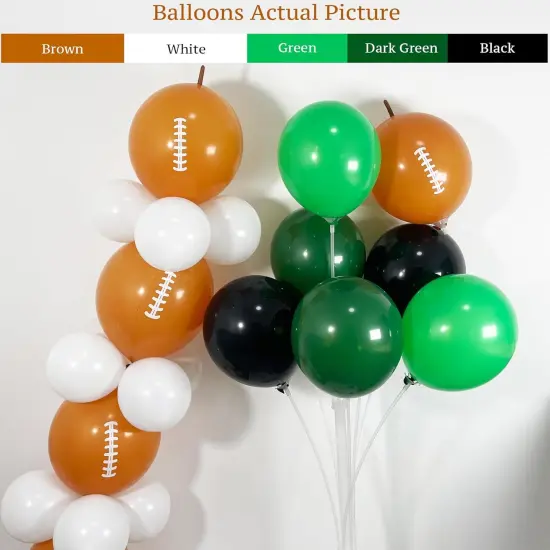 123PCS Football Balloon Arch Garland Kit, Green, Black, White and Brown Balloons with Rugby Print for Superbowl Balloon Arch, 1st Down Football Birthday, Sports Theme Party Decorations {3}