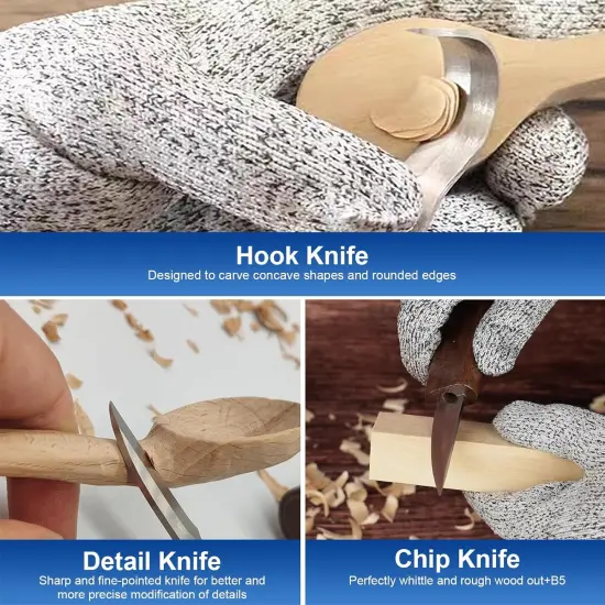 Wood Carving Tools, Wood Carving Kit 26-In-1 Whittling Kit- Includes Walnut Handle Wood Carving Knife,Whittling Knife, Hook Knife, Cut Resistant Gloves, Wood Carving Kit For Beginners {3}