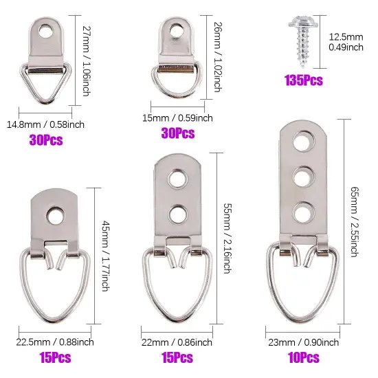 415Pcs Picture Hangers Kit with Screws, Heavy Duty Assorted Picture Hangers Assortment Kit for Picture Hanging Solutions with Transparent Box - 7 Models {6}