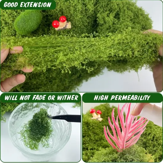 Preserved Moss Bulk Green Natural Preserved Pole Moss Pillow for Potted Plants 2.5 sq.ft Green Moss Balls for Bowls Wall Art Terrariums Crafts Fairy Gardens {3}
