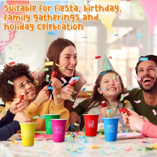 50 Pack Let's Fiesta Cups, Cinco De Mayo 16 oz Plastic Disposable Cups for Mexican Party Hot Cold Drinks Fiesta Taco Birthday Party Supplies Decorations {5}