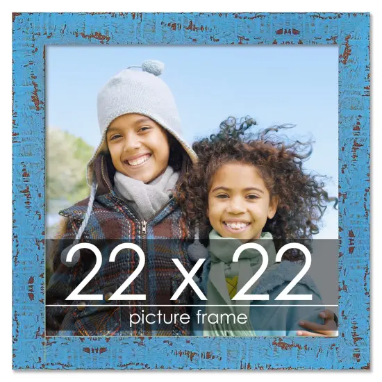 Square Shabby Chic Blue Picture Frame - UV Acrylic, Foam Board Backing, Hanging Hardware {1}