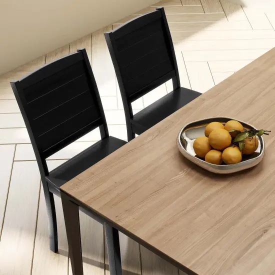 Costway Armless Wood Dining Chair Set of 2 with Rubber Wood Legs Curved Backrest Kitchen White/Black {6}