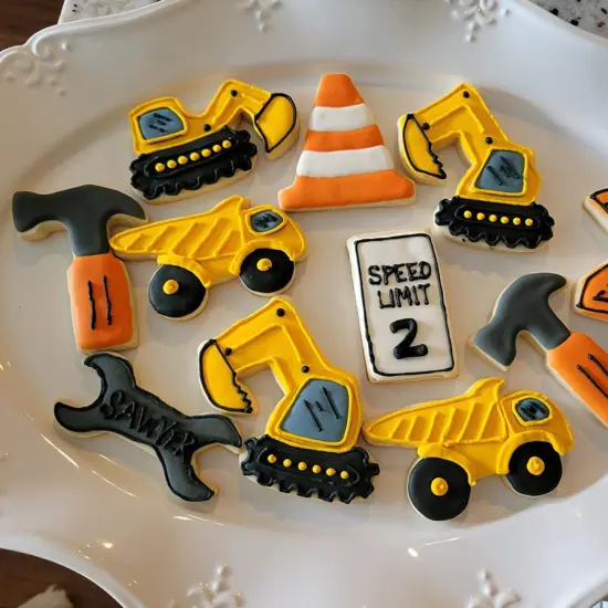 Construction Vehicles Cookie Cutters Set-5 Piece-Truck, Dump, Tractor, Car and Digger-Biscui Cookie Cutters Molds for Kids Party {3}