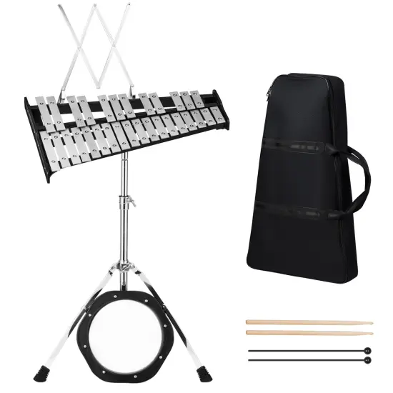 Adjustable Aluminum Percussion Glockenspiel Set with Stand, Mallets and Practice Pad {4}