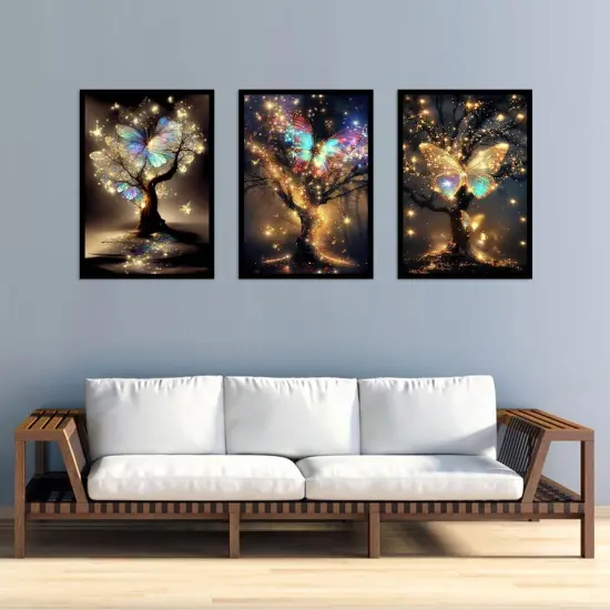 Diamond Painting Kits for Adults - 3 Pack Butterfly Tree 5D Diamond Art Kits Full Drill Diamond Dots Paintings with Diamonds Gem Art and Crafts Home Decor 12x16inch {3}