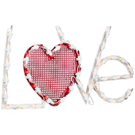 Northlight Lighted "Love" with Heart Valentine's Day Window Silhouette - 17" - White and Red {5}