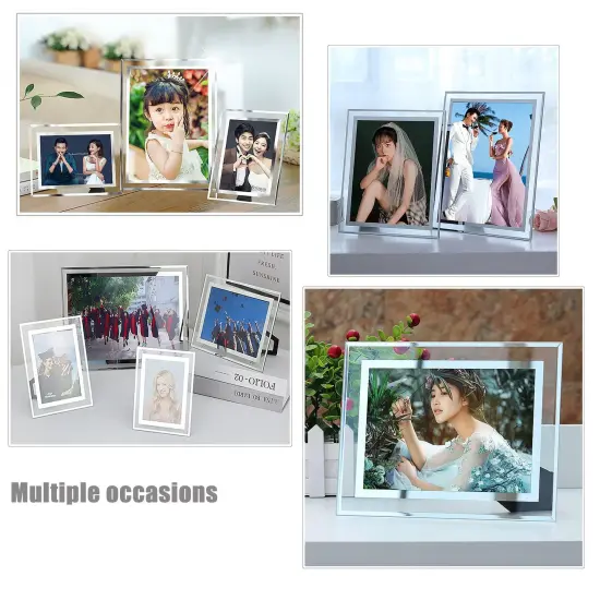 4x6 Glass Frame Small Photo High Transparency Vertical and Horizontal Style for Desk Shelf and Office Table Family Gallery and Wedding or Holiday Decoration {6}