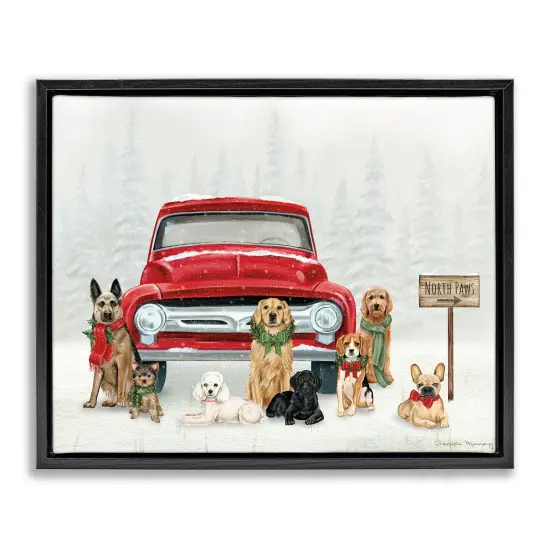 Stupell Industries Royal Pups Holiday Motif Floating Frame By Danielle Murray {1}