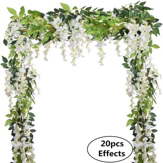 4Pcs 6.6Ft/Piece Summer Artificial Flowers Silk Wisteria Garland Artificial Wisteria Vine Rattan Silk Hanging Flower {2}