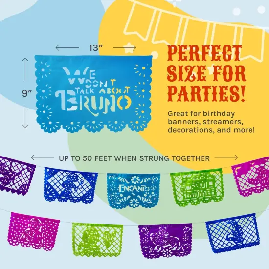 Encanto Paper Banner Set, Papel Picado Mexicano (PAPER 4-pack; 50-ft total) | Mexican Party Decorations with Movie Scenes & Character Doors | Encanto Party Decorations, Cinco de Mayo Decor {2}