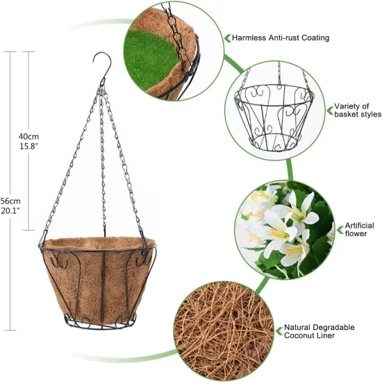 Artificial Hanging Flowers in Basket for Patio Garden Decoration {2}