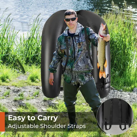 Inflatable Float Tube with Fish Ruler Rod Holder and Storage Pockets-Camouflage {5}