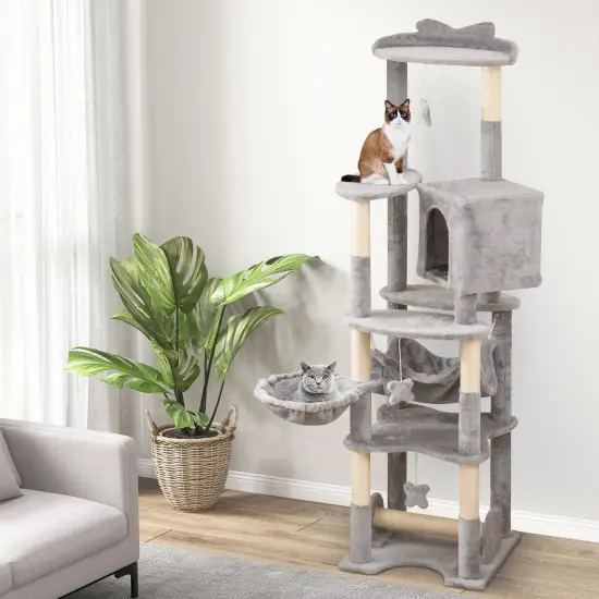 Engineered Wood Cat Tree with Scratching Posts, Condo and Perches {2}