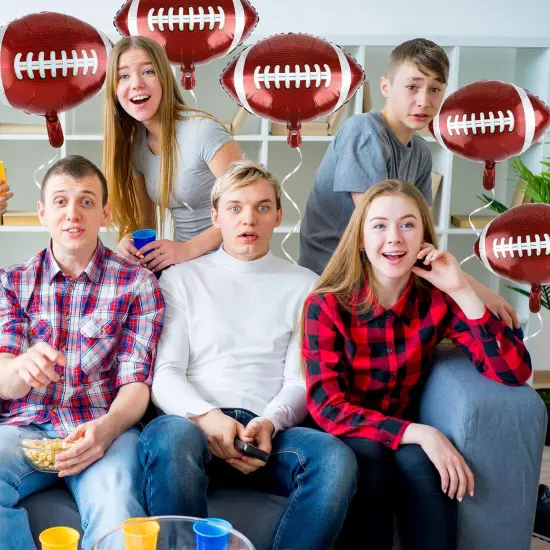 12 Pieces 18 inches Football Balloons Football Themed Party Decorations Foil Mylar Rugby Ball Balloons for Birthday Sports Graduation Party {4}