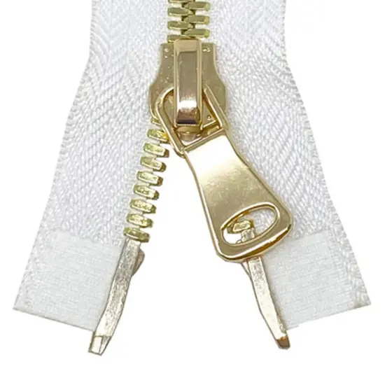 Metal 8MM Two Way Separating Zipper White Brass {4}