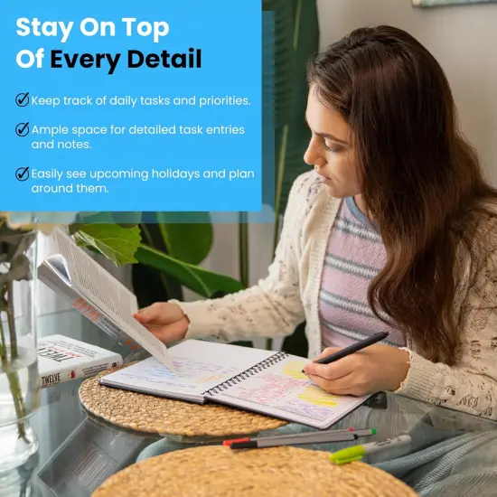 Undated Hardcover Monthly Planner 2025-2026 - 18 Month Monthly Calendar Planner Book for School Office and Home - Blank Monthly Planners for Goals Tasks and Dates - B5(6.9" x 9.8") Black {5}