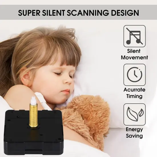 Quartz 32mm (1-1/4 inch) Long Shaft Clock Movement Mechanisms Motor Part Silent with Clock Hands - Perfect for Thick Panels! Upgrade Your DIY Clock Repair Kit Project (32mm Shaft, C+D Hands) {4}