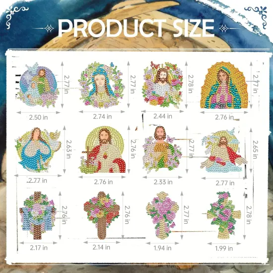 Diamond Painting Art Magnets Refrigerator - 12 PCS Christian Diamond Painting Kit Jesus Cross Our Lady Religious Gem Art Fridge Sticker Set for Inspirational Christmas Gift Adult Beginner Home Decor {2}