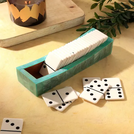 Dominos Game Set With Tray -Set of 28 Chips White {1}