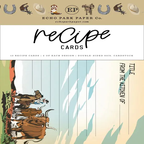 Echo Park Recipe Cards-Cowboys {2}