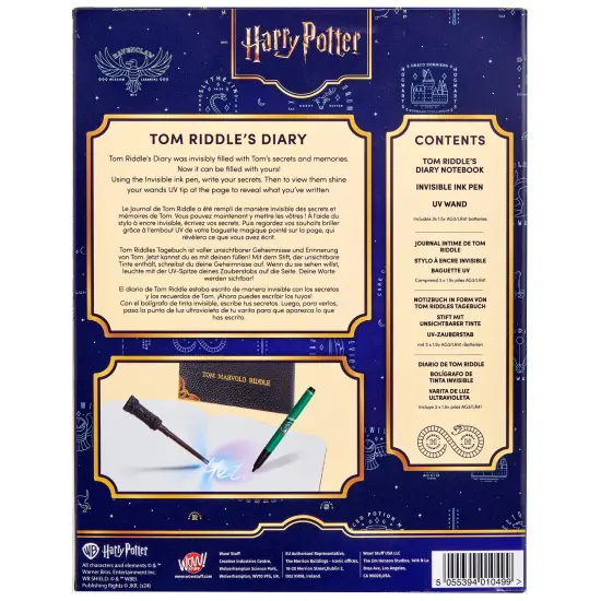 Wizarding World: Tom Riddle's Diary - Secret Replica Notebook, Slytherin House Invisible Ink Pen, Magic UV Reveal Mini Wand, Harry Potter Collectible {4}