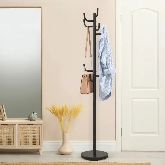 Freestanding Coat Rack with 8 Hooks for Entryway and Bedroom Organization {3}