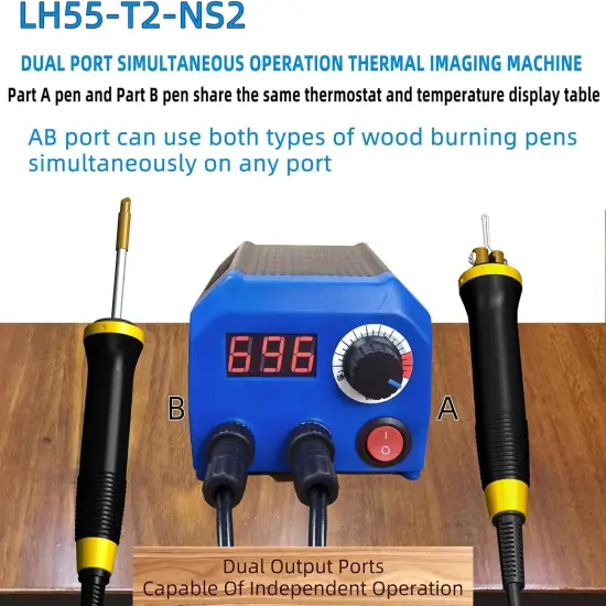 LH55-T2-NS2 Wood Burner kit offers adjustable temperature control ranging from 200℃ to 750℃,Wood Burning kit with 2 Detachable Wood Burning Tool Pens, 36 Wood burner Tips,professional wood burning kit {3}
