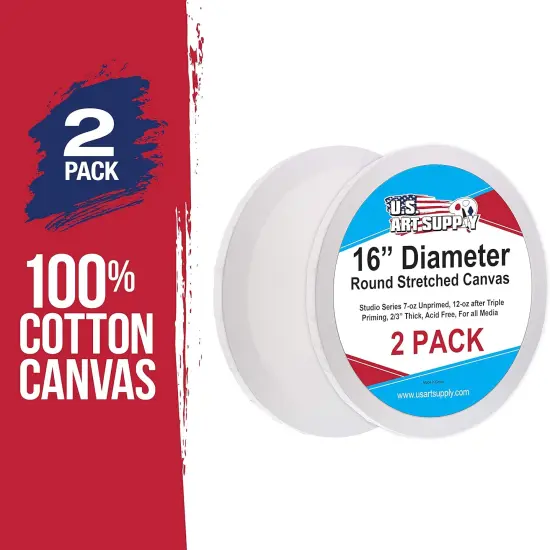 16 Inch Diameter Round 12 Ounce Primed Gesso Professional Quality Acid-Free Stretched Canvas (Pack of 2) {4}