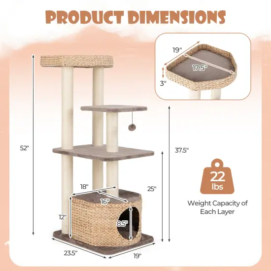 4-Layer Cat Tower with 6 Robust Scratching Post and Soft Padded Washable Cushions {5}