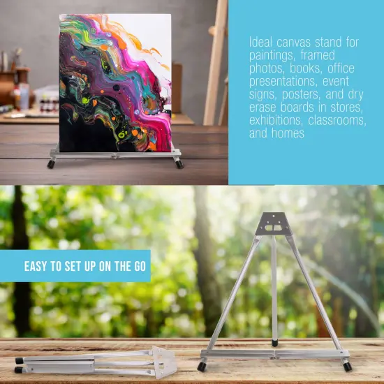 15" High Aluminum Tabletop Display Easel for Painting (4 Pack), Adjustable Folding Stand - Portable Art Easel for Displaying Canvas, Whiteboards, Posters, Signs, Pictures, Paintings {5}
