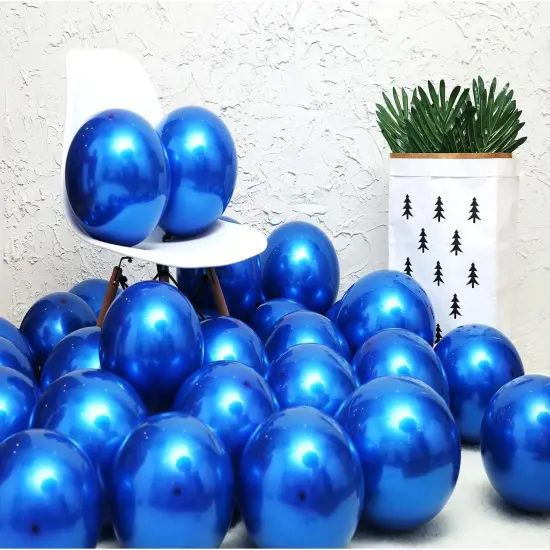 Metallic Royal Blue Balloons 50pcs 10 inch Metallic Blue Balloons Double Layer Blue Balloons are More Durable Suitable for Wedding Birthday Party Balloon Decoration {4}