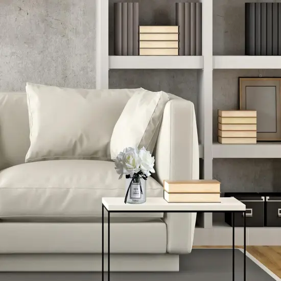 Artificial Flowers with White Roses in Vase Tabletop Decor {2}