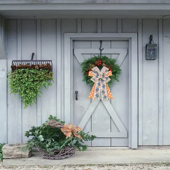 Large Easter Bunny Bows for Wreath, Happy Easter Wreath Bows Orange Natural Burlap Bows Rabbit Dots Holiday Tree Topper Bows for Front Door Spring Easter Decorations Party Supplies {5}