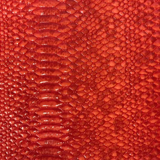 1 Yard Culebra Patent 3D Embossed Snake Skin Vinyl Fabric For Upholstery Handbags 54" Width Dark Red {5}