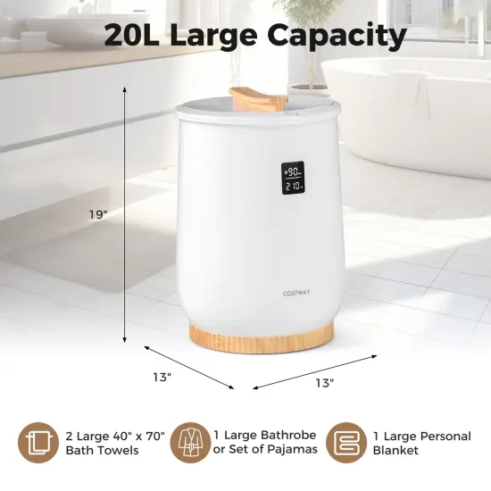 White 20L Towel Warmer Bucket with Timer, Safety Features, and Fragrance Holder {4}