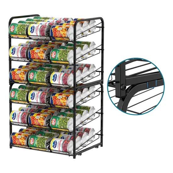 3-Tier Stackable Can Storage Rack Dispenser &ndash; 36 Can Organizer for Pantry, Adjustable Dividers & Non-Slip Base (16.73x12.2x14.76") {4}