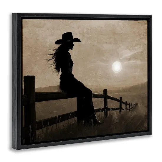 Stupell Industries Cowgirl Sunset Portrait Floating Frame By Kim Allen {9}