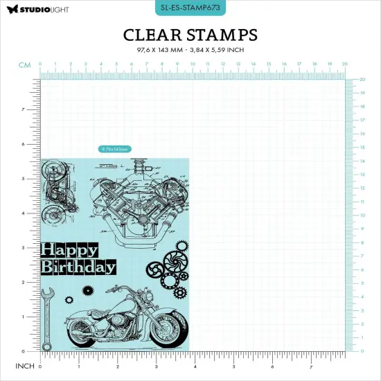 Studio Light Gearhead's Workshop Clear Stamps-Nr. 673, Gears & Bikes {1}