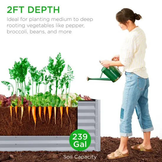 Best Choice Products 8x2x2ft Raised Metal Outdoor Garden Bed, Planter Box for Flowers, Vegetables, Herbs Moonlight Gray {3}
