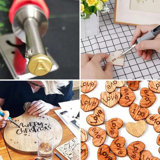 56Pcs Wood Burning Tip Set Letter Wood Burning Tool Including Alphabet Number Symbol Brass Alphabet Number Template for DIY Embossing Carving Craft Wood Burning {5}