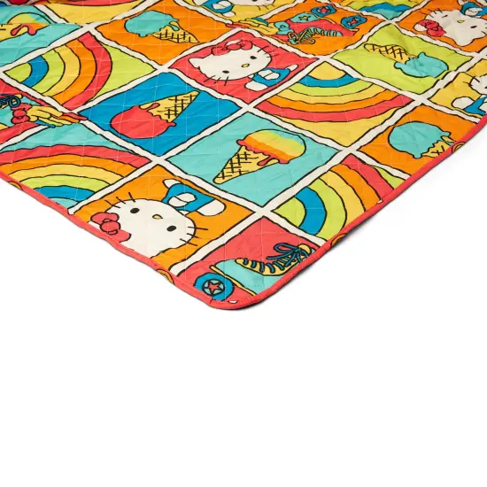 Sanrio Hello Kitty and Friends Quilted Blanket Rainbow Red {3}